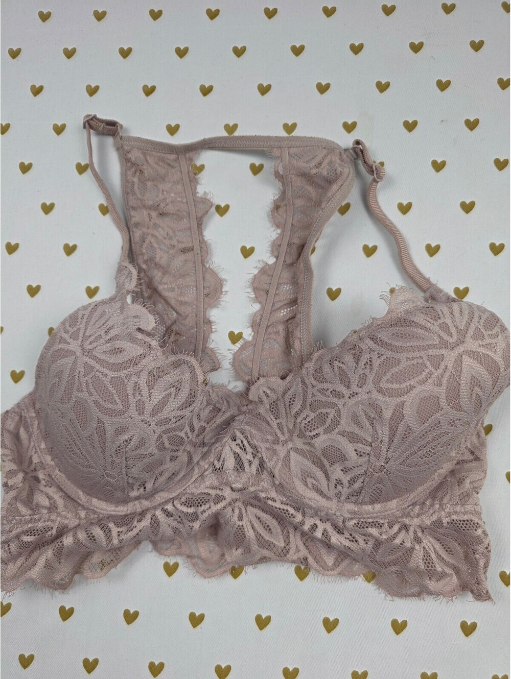 Victorias Secret Pink Small Brown Lace Bralette Bra Top Tank